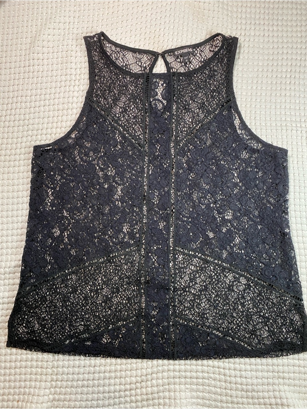 Express Black Lace High Neck Top